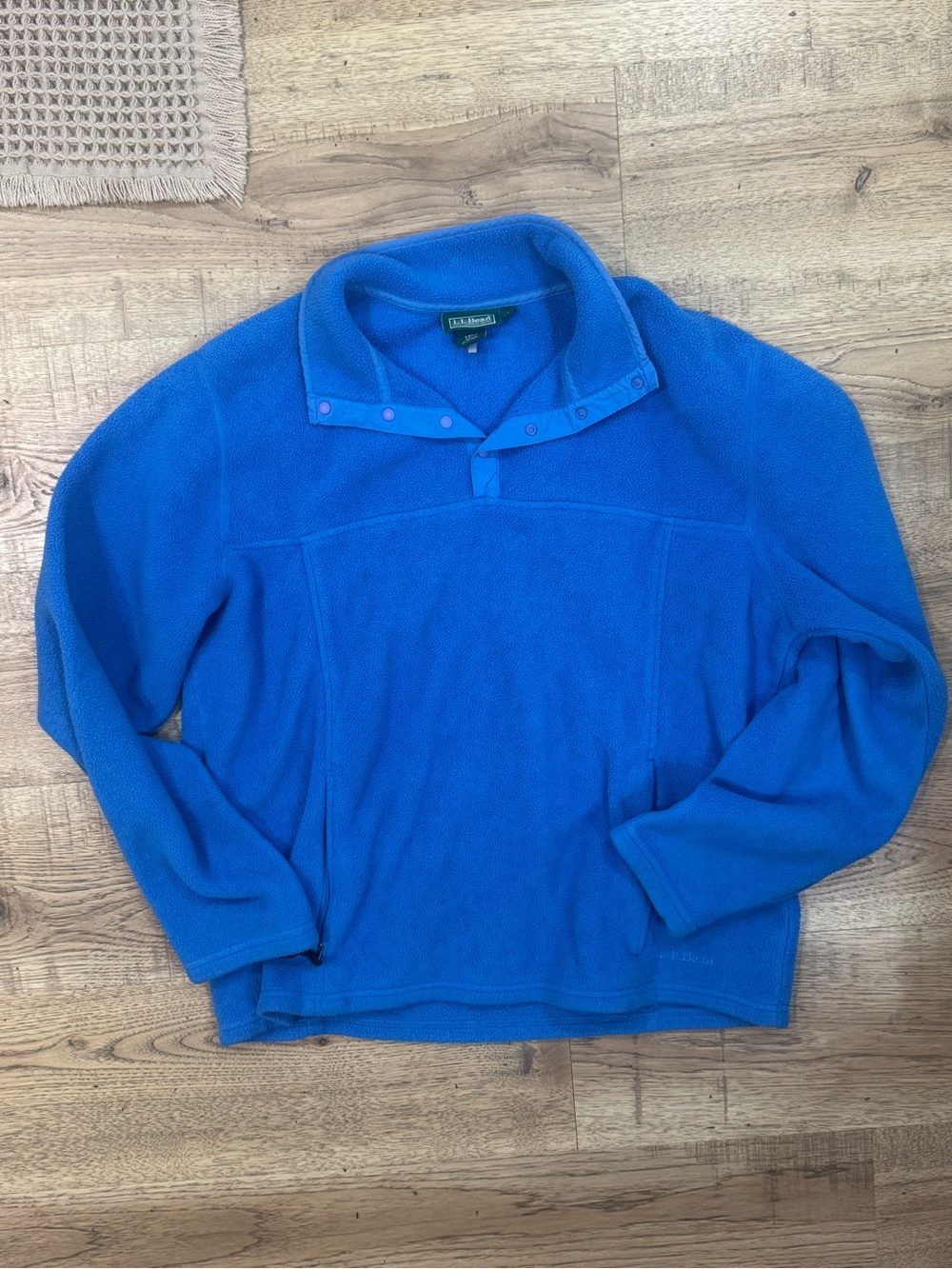 L.L. Bean Men's Bright Blue Snap-Button Fleece Zip-Up
